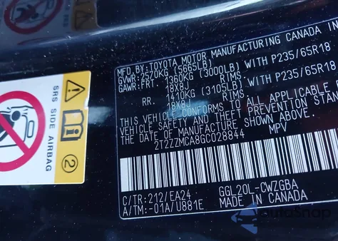 2016 Lexus Rx 350 from USA, damaged, VIN 2T2ZZMCA8GC028844